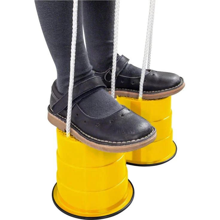 Sport-Tec Laufdollis, Laufdoll, Laufdollys, Laufdosen, Topfstelzen, Becherstelzen, Balance, Kindergarten, Kindersport, Gelb – Bild 6