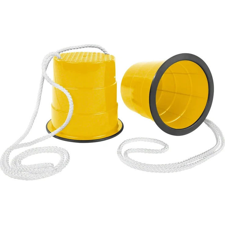 Sport-Tec Laufdollis, Laufdoll, Laufdollys, Laufdosen, Topfstelzen, Becherstelzen, Balance, Kindergarten, Kindersport, Gelb – Bild 1