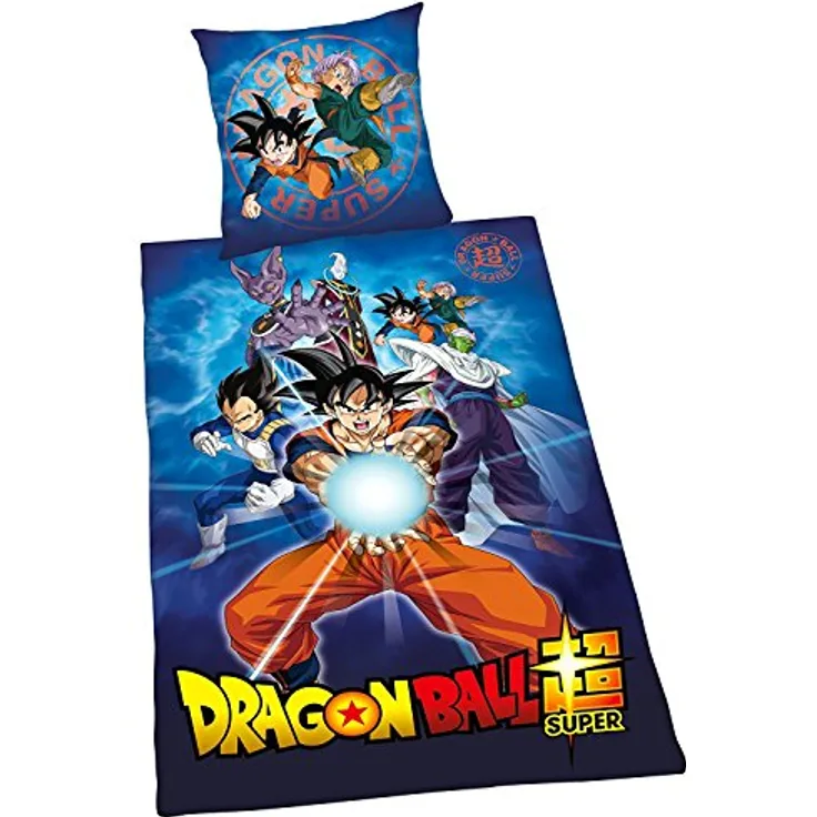 Herding DRAGONBALL SUPER Bettwäsche-Set, Bettbezug 135 x 200cm, Kopfkissenbezug 80 x 80cm, Baumwolle/Renforcé