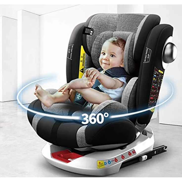 Babify Onboard Autositz, um 360 Grad drehbar, Gruppe 0/1/2/3, von Geburt bis 12 Jahre, neigbar, Geburt bis Gruppe 1 – Bild 5