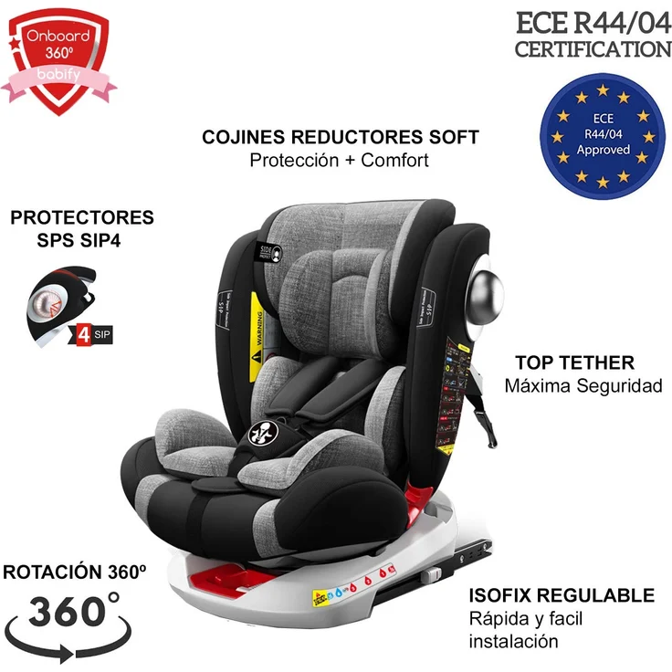 Babify Onboard Autositz, um 360 Grad drehbar, Gruppe 0/1/2/3, von Geburt bis 12 Jahre, neigbar, Geburt bis Gruppe 1 – Bild 2