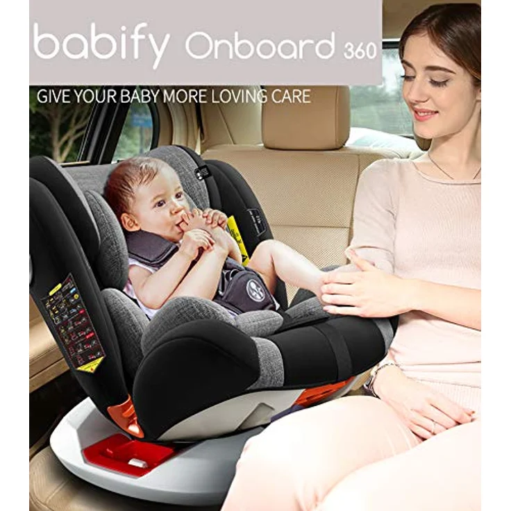 Babify Onboard Autositz, um 360 Grad drehbar, Gruppe 0/1/2/3, von Geburt bis 12 Jahre, neigbar, Geburt bis Gruppe 1 – Bild 6