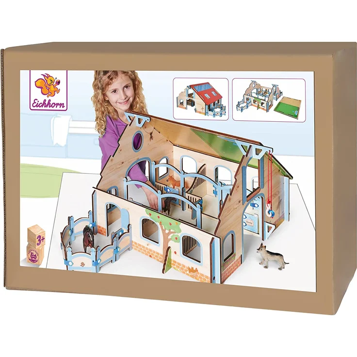 Eichhorn - Pferdestall, Gebäude mit Pferdeboxen und Gatter, 30 teilig, 57x52x35 cm groß, ab 3 Jahren - Preisvergleich – Bild 1