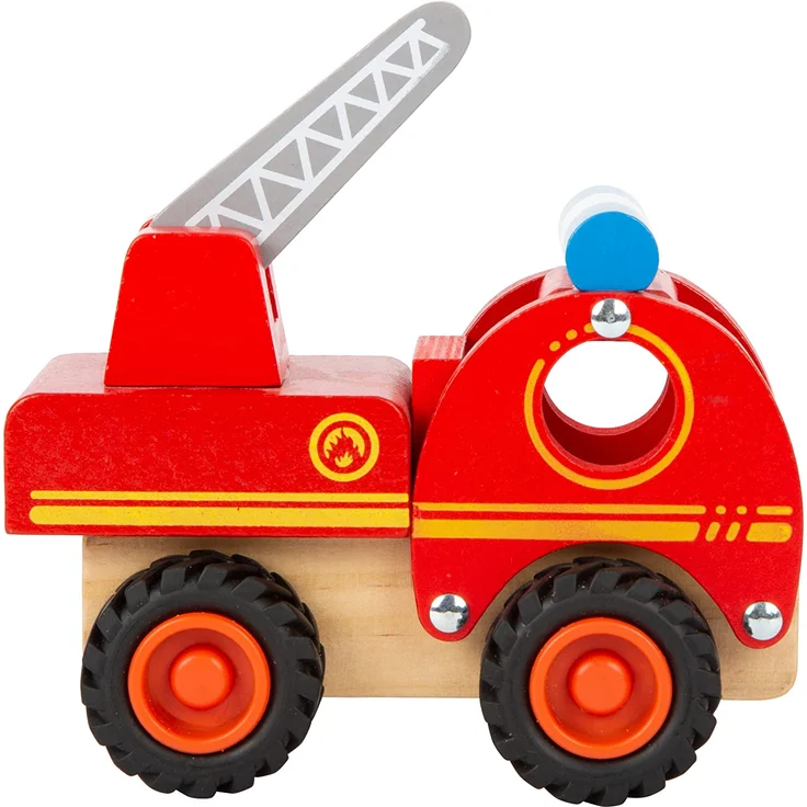 small foot 11075 Feuerwehrfahrzeug aus Holz, gut greifbar, mit gummierten, bodenschonenden Rädern, ab 18 Monaten – Bild 2