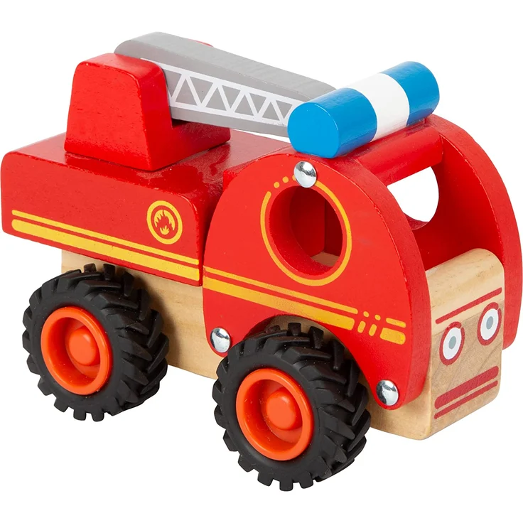 small foot 11075 Feuerwehrfahrzeug aus Holz, gut greifbar, mit gummierten, bodenschonenden Rädern, ab 18 Monaten – Bild 3