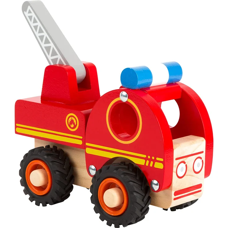 small foot 11075 Feuerwehrfahrzeug aus Holz, gut greifbar, mit gummierten, bodenschonenden Rädern, ab 18 Monaten – Bild 4