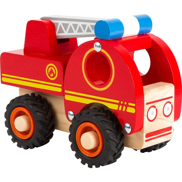 small foot 11075 Feuerwehrfahrzeug aus Holz, gut greifbar, mit gummierten, bodenschonenden Rädern, ab 18 Monaten – Bild 1