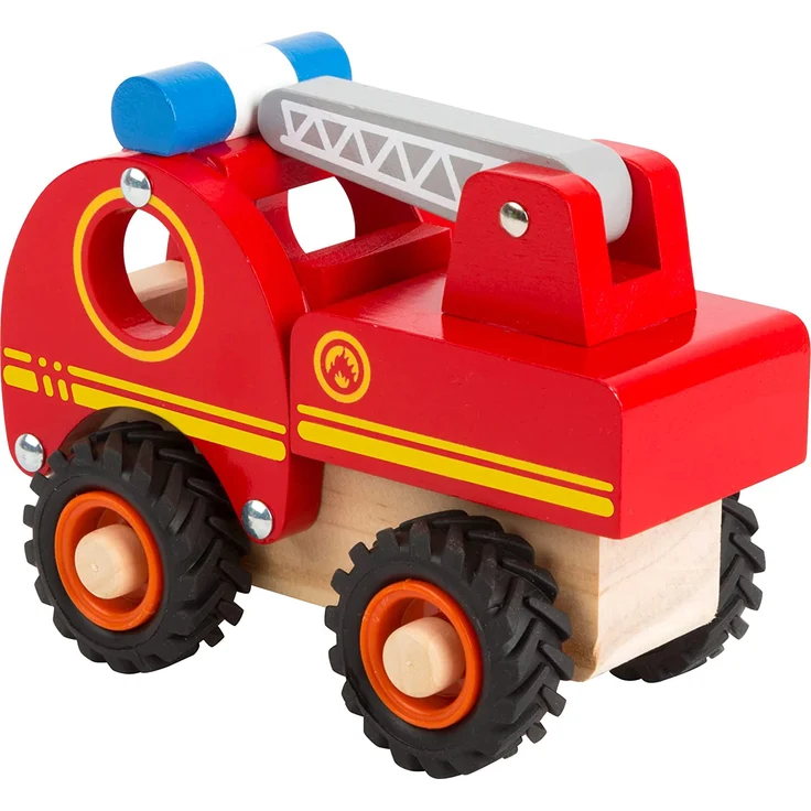 small foot 11075 Feuerwehrfahrzeug aus Holz, gut greifbar, mit gummierten, bodenschonenden Rädern, ab 18 Monaten – Bild 5