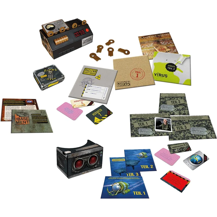Noris 606101831 Escape Room Mega Pack, Familien und Gesellschaftsspiel für Erwachsene, inkl. 8 Fällen und Chrono Decoder, ab 16 Jahren – Bild 2