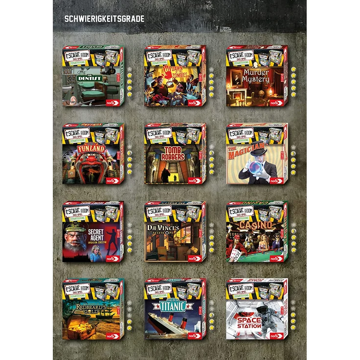 Noris 606101831 Escape Room Mega Pack, Familien und Gesellschaftsspiel für Erwachsene, inkl. 8 Fällen und Chrono Decoder, ab 16 Jahren – Bild 6