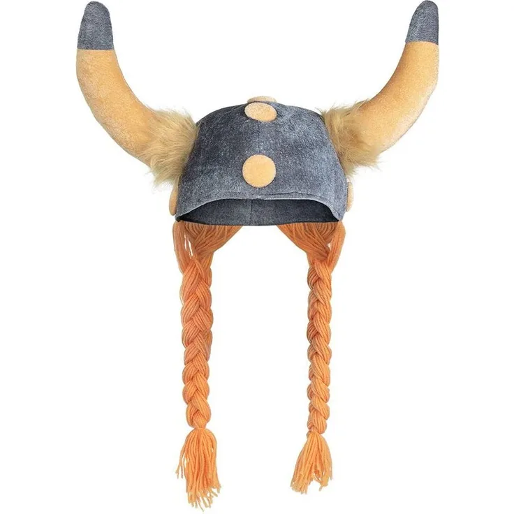 Boland 01296 - Gallierhelm für Erwachsene, mit orange geflochtenen Haaren, Wickinger, Zöpfe, Krieger, Accessoire, Kopfbedeckung, Motto Party, Karneval