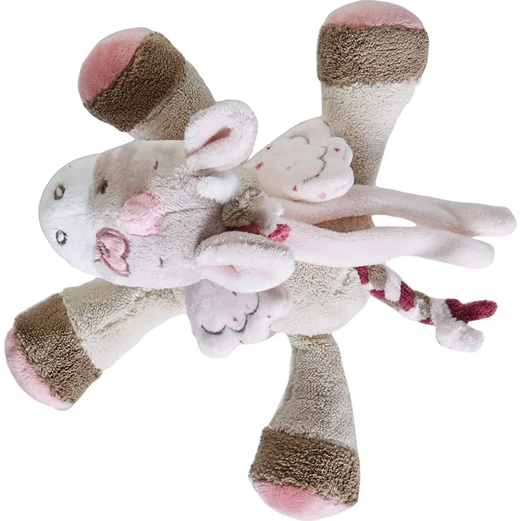 Nattou Mini Spieluhr Einhorn Jade, Nina, Jade und Lili, 24 x 14 x 7 cm, Beige/Rosa