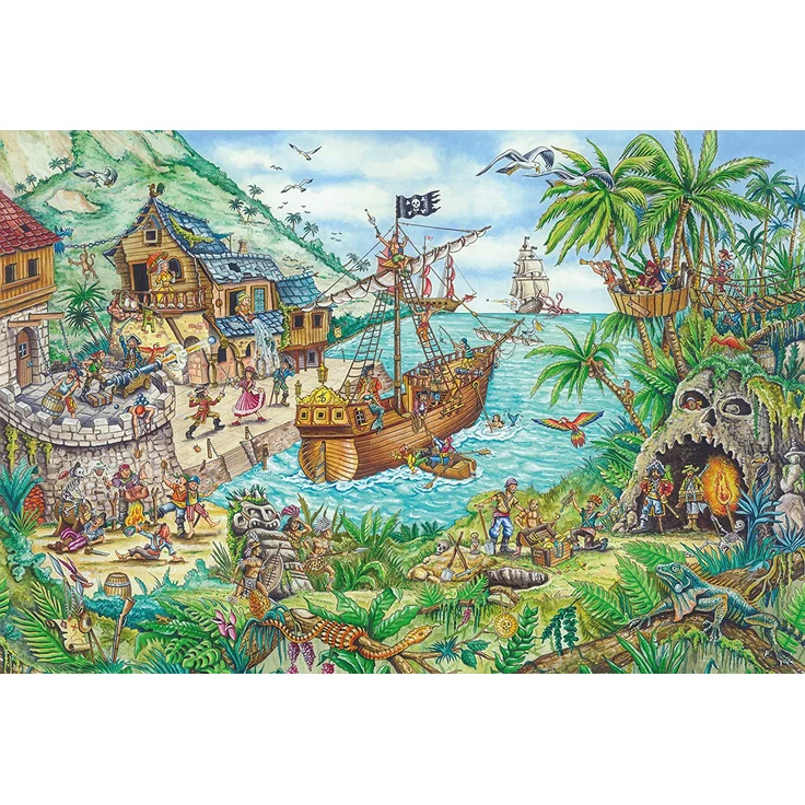 Schmidt Spiele Puzzle 56330 In der Piratenbucht, inklusive Piratenflagge, Kinderpuzzle, 100 Teile, bunt – Bild 2