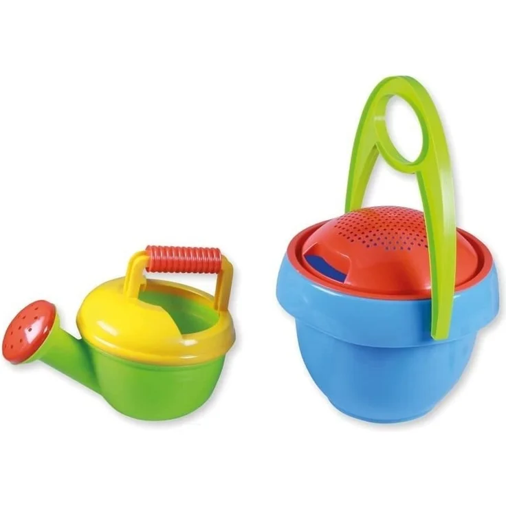 Lena 5420 Happy Sand Spielset Jungs I, Sandspielzeug mit 10 Teilen für Kinder ab 2 Jahren, Strandspielzeug mit Eimer, Sieb, Schaufel, Rechen, Gießer, Eislöffel, 2 Eistüten und 2 Formen, Mehrfarbig – Bild 5