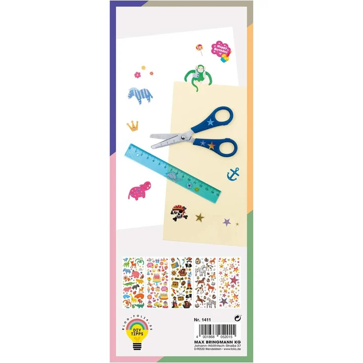 folia 1411 - Glitzer-Sticker Fantasia, ca.10 x 23 cm, 5 Blatt, Motive sortiert - ideal geeignet zum Verzieren von Grußkarten, Bastelarbeiten und Scrapbooking – Bild 2