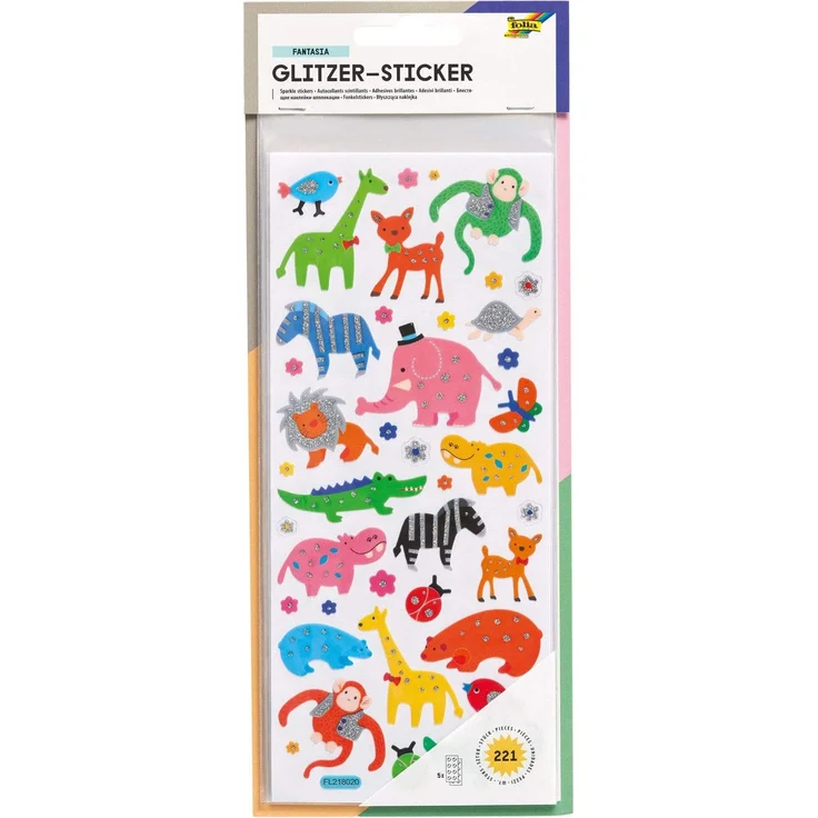 folia 1411 - Glitzer-Sticker Fantasia, ca.10 x 23 cm, 5 Blatt, Motive sortiert - ideal geeignet zum Verzieren von Grußkarten, Bastelarbeiten und Scrapbooking – Bild 1