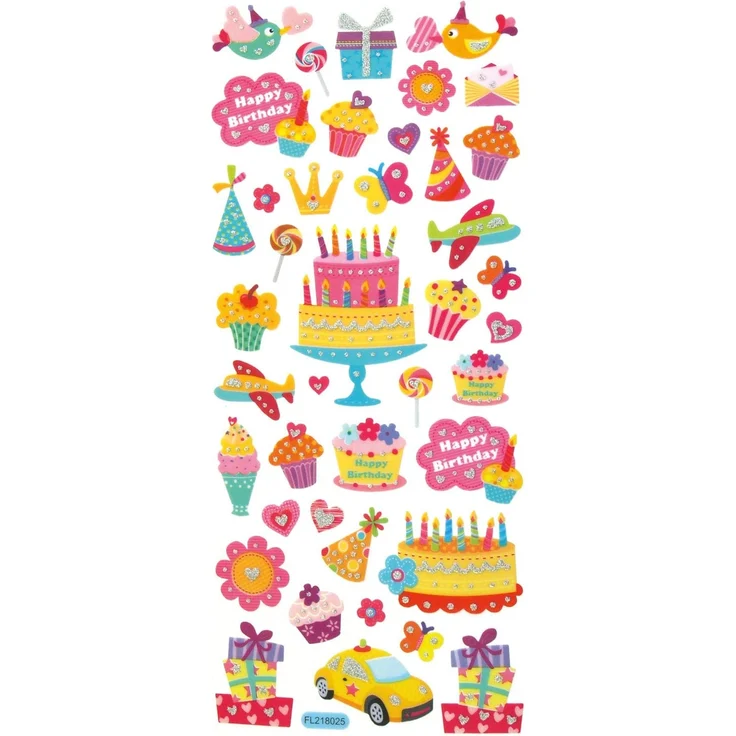 folia 1411 - Glitzer-Sticker Fantasia, ca.10 x 23 cm, 5 Blatt, Motive sortiert - ideal geeignet zum Verzieren von Grußkarten, Bastelarbeiten und Scrapbooking – Bild 4