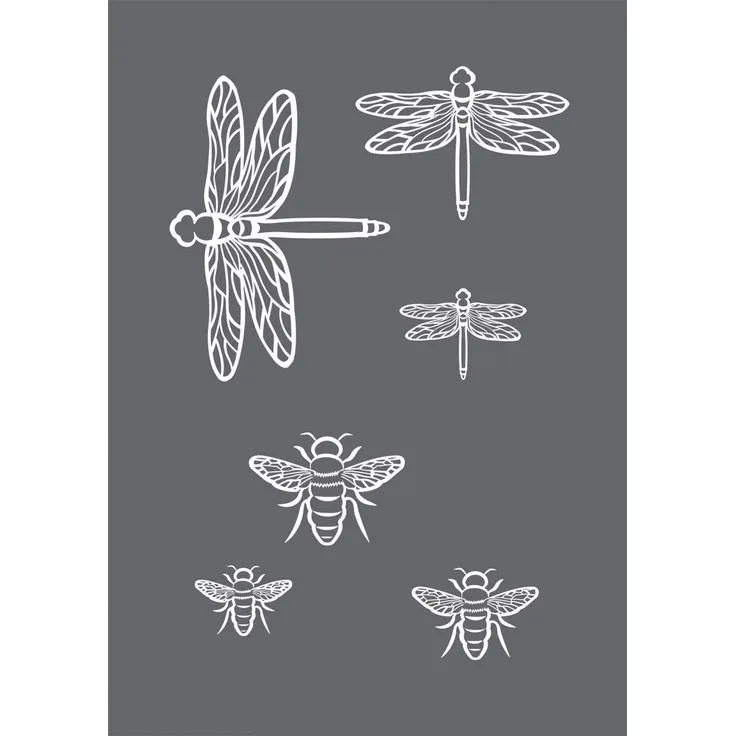 Rayher 45125000 Schablone Insekten, Format DIN A5, mit Rakel, sie bdruck-Schablone, Malschablone, selbstklebend