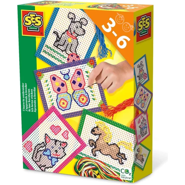 SES Creative 0643321 lerne Sticken Kinder-Bastelkit, Mehrfarbig