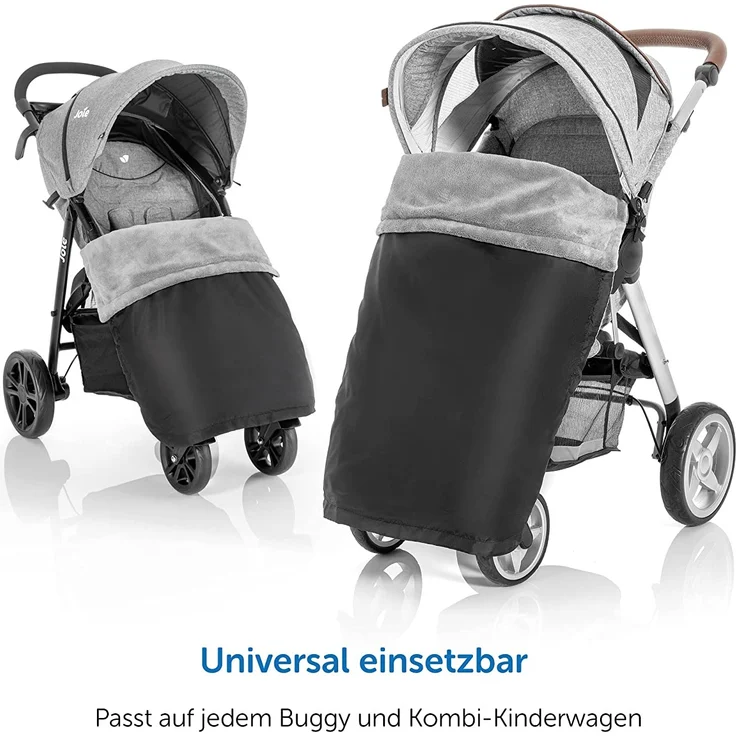 Zamboo Universal Decke für Kinderwagen und Buggy - wasserabweisende Outdoor Beindecke für Sportwagen & Jogger - Schwarz Grau - Preisvergleich – Bild 3