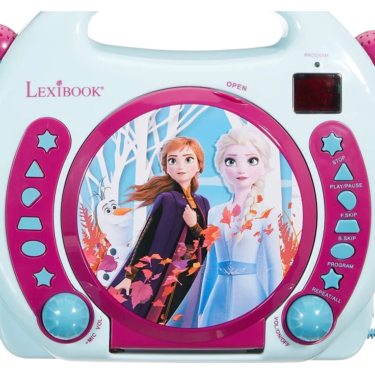 Lexibook Disney’s Die Eiskönigin, Anna und Elsa CD-Player mit 2 Spielzeug-Mikrophonen, Kopfhöreranschluss, Batteriebetrieben, Blau / Weiß, RCDK100FZ – Bild 5