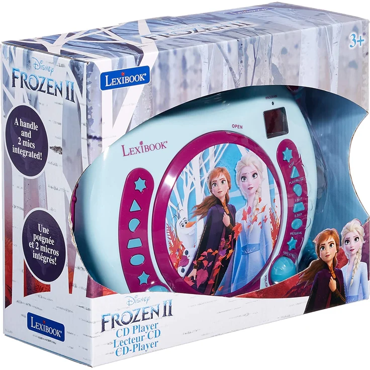Lexibook Disney’s Die Eiskönigin, Anna und Elsa CD-Player mit 2 Spielzeug-Mikrophonen, Kopfhöreranschluss, Batteriebetrieben, Blau / Weiß, RCDK100FZ – Bild 2