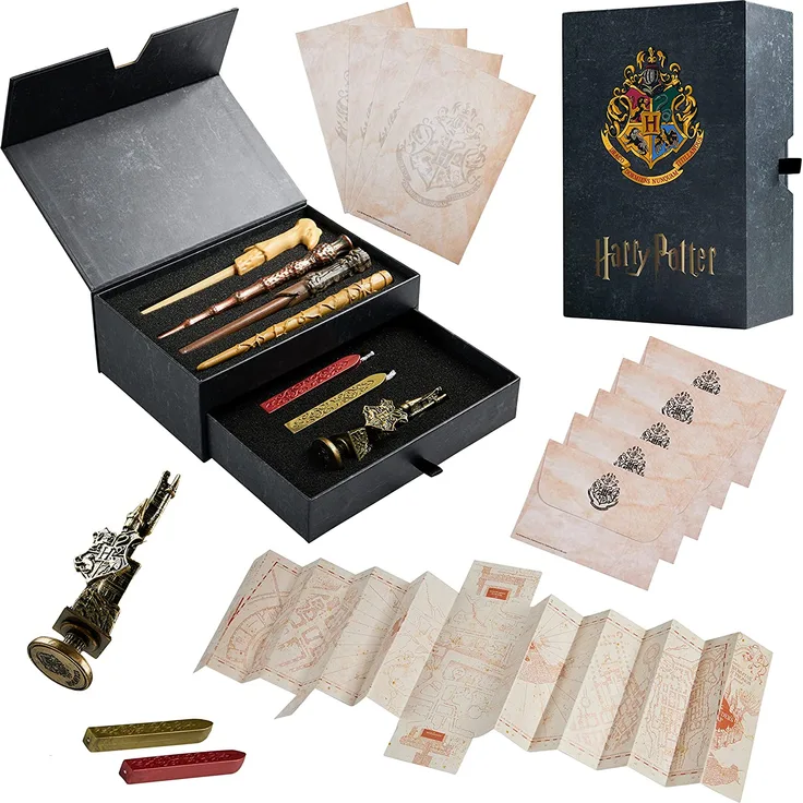 Harry Potter Schreibwaren Set mit Zauberstifte Umschläge Briefpapier Kinder und Erwachsene Briefschreibset