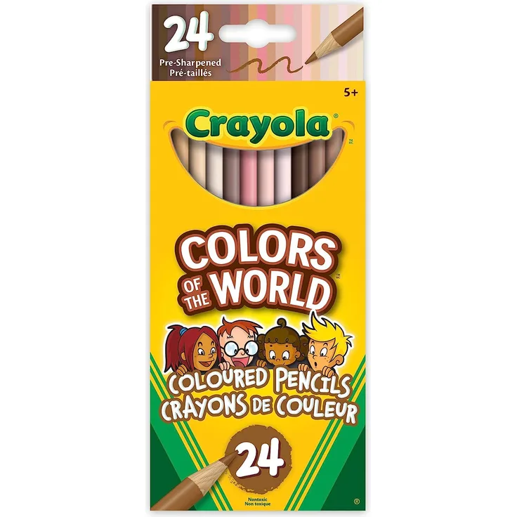 Crayola Colours of the World Buntstifte Hautfarbe, Malstifte Set für Kinder in 24 verschiedenen Farbtönen, Buntstifte Kinder mit den Hautfarbtönen der ganzen Welt, Bastel Set, Malstifte ab 3 Jahre