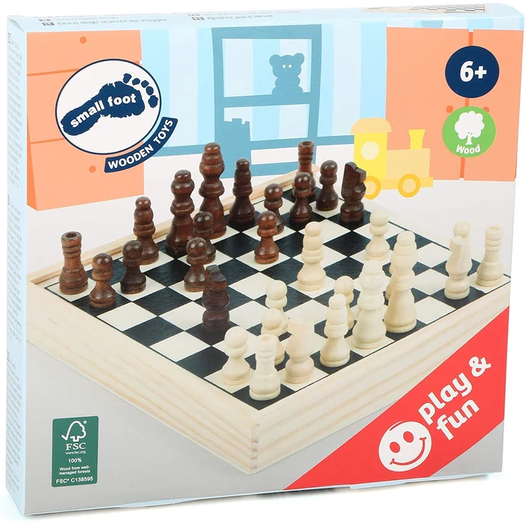 Small Foot 11209 Schach to go, FSC 100%-Zertifiziert, hochwertige Ausführung aus Holz, Schachspiel in Holzbox mit 32 Schachfiguren, ideal zum Mitnehmen, Für Kinder ab 6 Jahren Spielzeug, Mehrfarbig – Bild 4