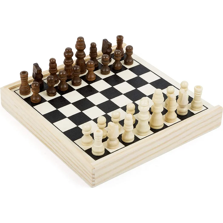 Small Foot 11209 Schach to go, FSC 100%-Zertifiziert, hochwertige Ausführung aus Holz, Schachspiel in Holzbox mit 32 Schachfiguren, ideal zum Mitnehmen, Für Kinder ab 6 Jahren Spielzeug, Mehrfarbig – Bild 1