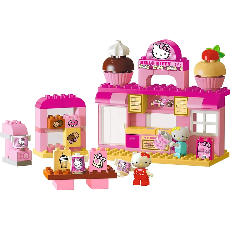 BIG-Bloxx Hello Kitty Bäckerei - Bausteinset mit 82 Teilen inkl. 2 Hello Kitty Spielfigur, verbaubar mit bekannten Spielsteinen für Kinder ab 1,5 Jahren