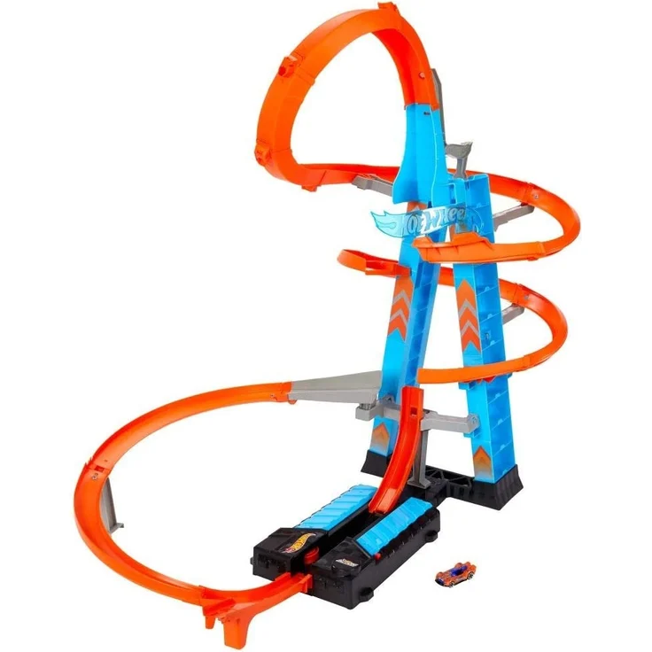 Hot Wheels GWT39 - Himmelscrash-Turm, 60cm hoch mit batteriebetriebenem Beschleuniger und orangem Track mit Looping, Geschenk für Kinder von 5 bis 10 Jahren, Abweichungen in Verpackung vorbehalten – Bild 1