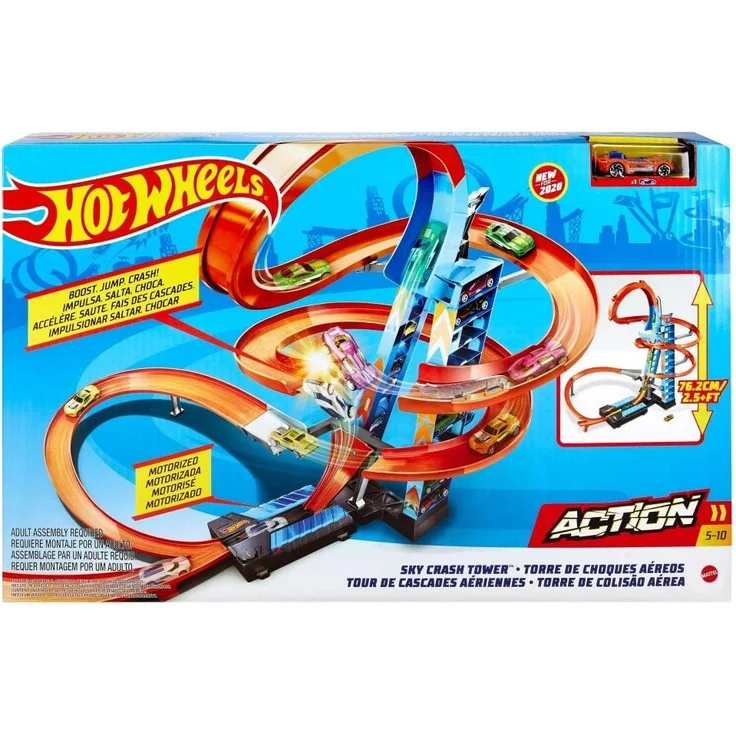 Hot Wheels GWT39 - Himmelscrash-Turm, 60cm hoch mit batteriebetriebenem Beschleuniger und orangem Track mit Looping, Geschenk für Kinder von 5 bis 10 Jahren, Abweichungen in Verpackung vorbehalten – Bild 6