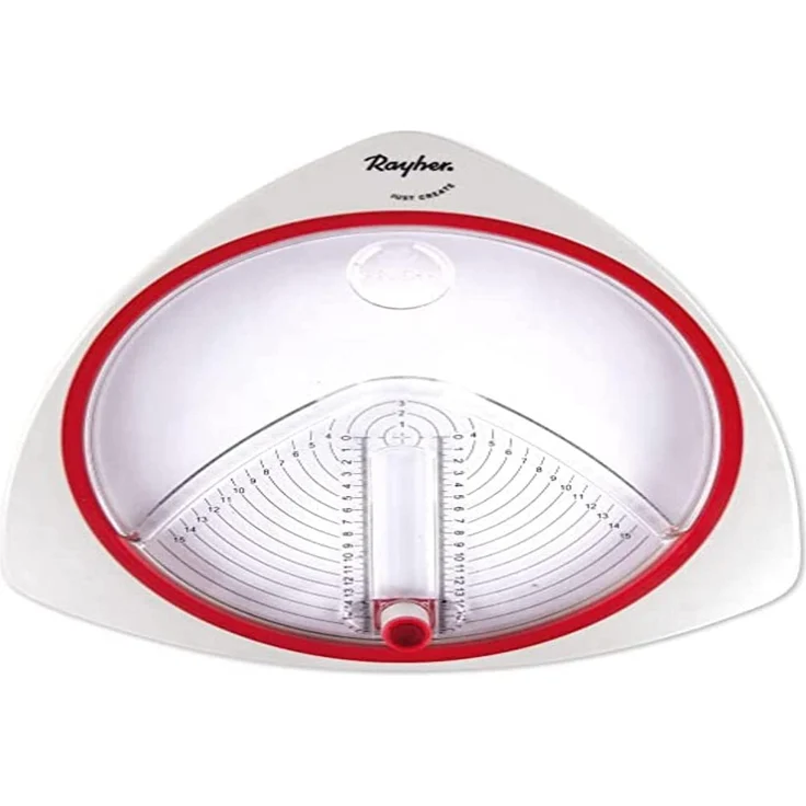 Rayher 89770000 Kreisschneider Mit 3 Ersatzklingen, Durchmesser 2, 4-15, 3Cm, 1 Stück, Metall, Weiß, Transparent, Rot, 30 X 28.5 X 4 Cm – Bild 1