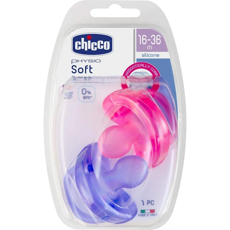 Chicco Schnuller Physio Soft, 100% Silikon, 2 Stück, Rosa/Lila – Bild 5