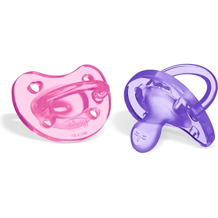 Chicco Schnuller Physio Soft, 100% Silikon, 2 Stück, Rosa/Lila – Bild 2