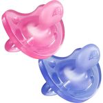 Chicco Schnuller Physio Soft, 100% Silikon, 2 Stück, Rosa/Lila