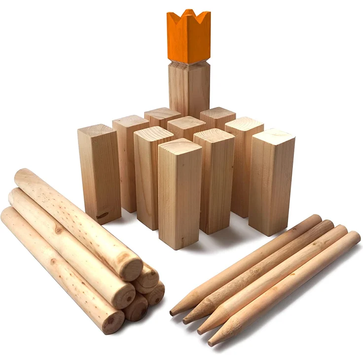 Ocean 5 Kubb - Original Wikinger Spiel | Premium FSC® Holzspiel im Stoffbeutel mit massiven Figuren | Schwedenschach Holz Outdoor Spiel Wurf Schach Spiele | Kubb Spiel für Kinder und Erwachsene | – Bild 1