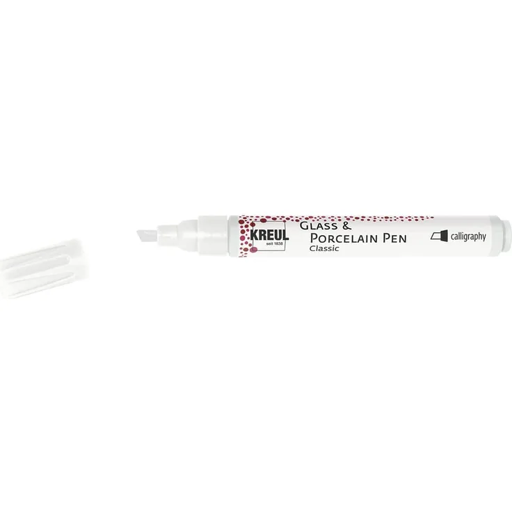 Kreul Glass & Porcelain Pen Classic Kalligraph weiß, 1-4 mm