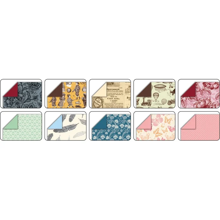 folia 496/1515 - Faltblätter Nostalgia, 15 x 15 cm, 80 g/qm, 50 Blatt sortiert in 10 Motiven - ideal für wunderschöne Faltfiguren und -formen – Bild 5