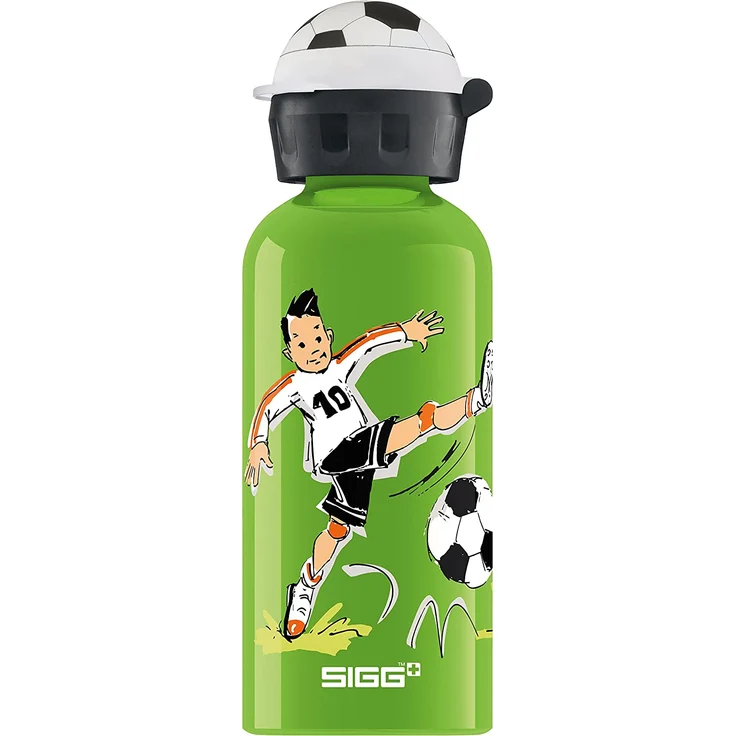SIGG Footballcamp Kinder Trinkflasche (0.4 L), schadstofffreie Kinderflasche mit auslaufsicherem Deckel, federleichte Trinkflasche aus Aluminium – Bild 1