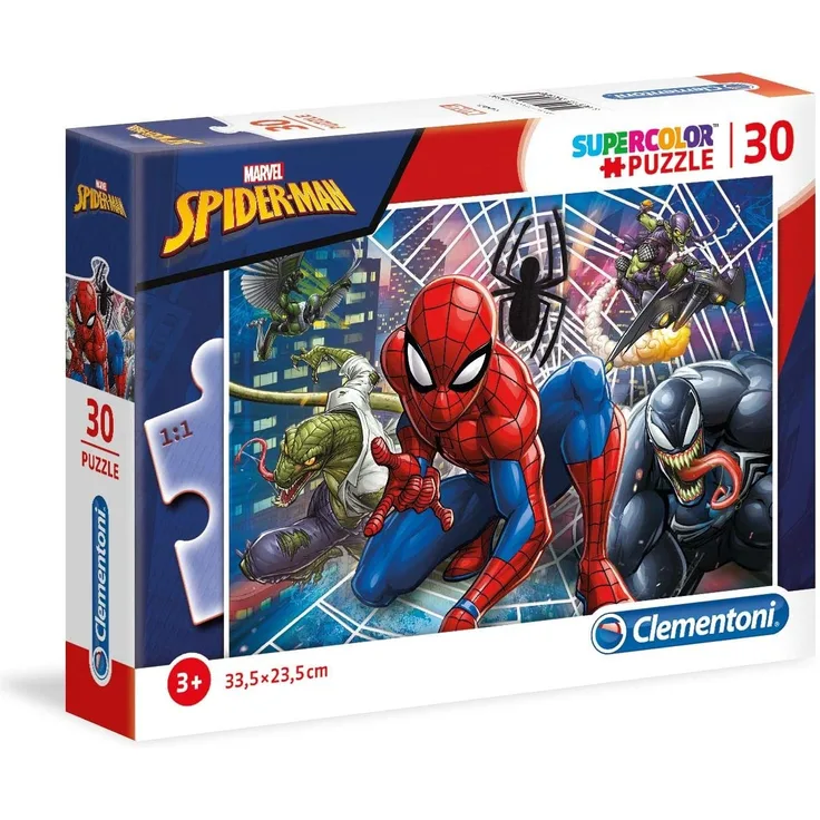 Clementoni 20250 Clementoni-20250-Supercolor Puzzle-Spiderman-30 Teile, Mehrfarben