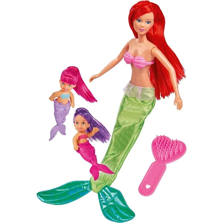 Simba 105734162 - Steffi Love Mermaid Twins / zwei Varianten / Steffi als Meerjungfrau / mit zwei Baby Meerjungfrauen / Ankleidepuppe / 29cm, für Kinder ab 3 Jahren
