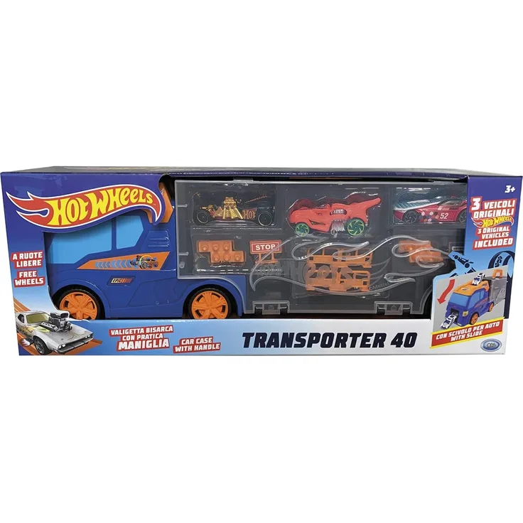 ODS- Transporter 40 Hot Wheels LKW-Koffer mit Original-Autos, blau, 42033