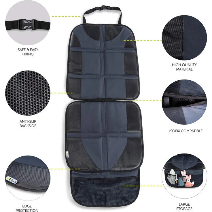 Hauck Sit on Me Deluxe Autositzschoner Kindersitzunterlage, ISOFIX geeignete Unterlage für Autositze, Reboarder und Babyschalen, grau, 47 x 121 cm – Bild 2
