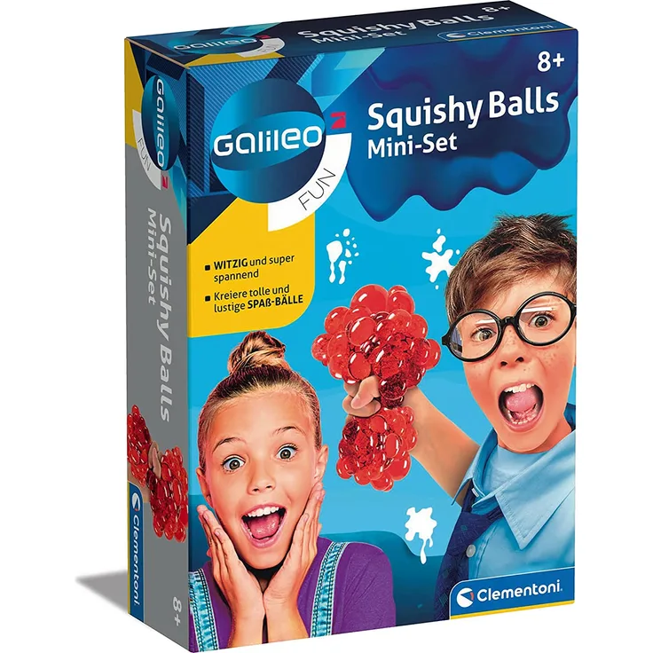 Clementoni 59165 Galileo Science – Squishy Balls, Experimentierset zum Herstellen von weichen Bällen, bunte Quetschbälle für kleine Forscher, Spielzeug für Kinder ab 8 Jahren