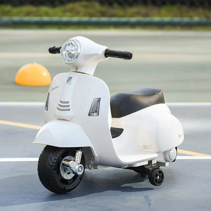 Elektrischer Kindermofa im Vespa Stil (Farbe: weiß) – Bild 2