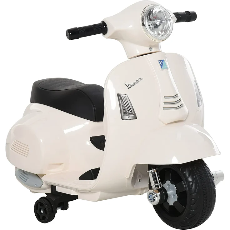 Elektrischer Kindermofa im Vespa Stil (Farbe: weiß) – Bild 1