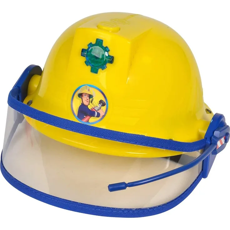 Simba 109252365 - Feuerwehrmann Sam Helm, Feuerwehrhelm mit Funktion, gelb, mit Licht und SirenenSound, Größeneinstellung möglich, D:23cm, für Kinder ab 3 Jahren