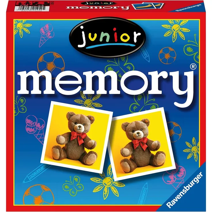 Ravensburger 21452 - Junior Memory, der Spieleklassiker für die ganze Familie, Merkspiel für 2-8 Spieler ab 4 Jahren